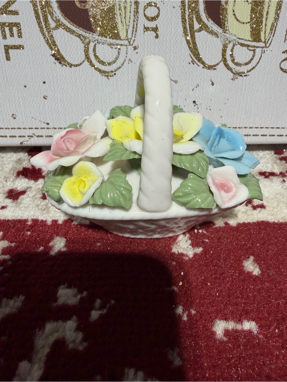 Vintage Price Import Japan Porcelain Flower Basket Figurine Shabby Chic